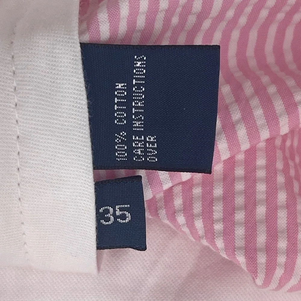 Polo Ralph Lauren Mens Pink White Seersucker Striped Shorts Cotton Size 35 NWT